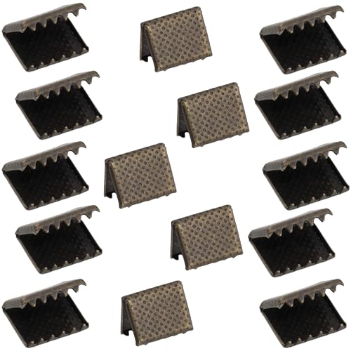 AERZETIX - C59075 - Juego de 15 puntas extremos de correa con garras para engarzado 15x12mm - clip-pinza para bandolera tirantes cinturón - color latón envejecido - en metal