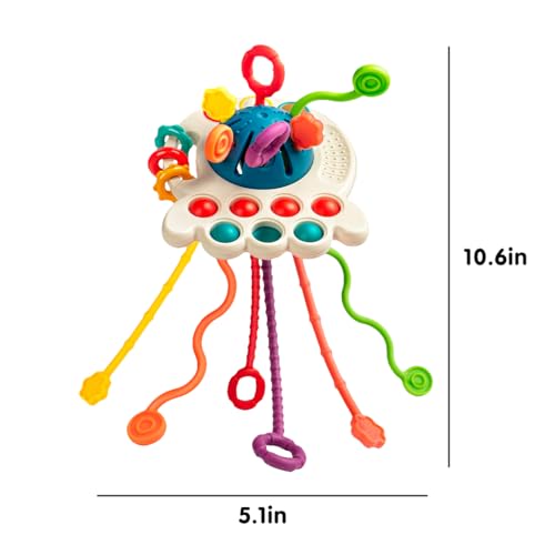 Image of Kidology Pull String Toy for Babies Teething Strings Sensory Montessori Toys Baby Girl,Travel Toy for 6+Months Boy Food Grade Silicone Fine Motor Skills Toy for Toddlers (Octopus Design 2),Multicolor