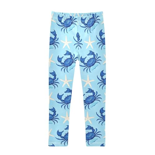 ALAZA Girls' Leggings Children's Yoga Pants Skinny Printed Dance Crab Starfish Comfortable 4T