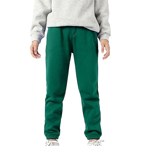 Kids Fleece Lined Sweatpants Elastic Waist Wide Leg Baggy Thermal Fall Clothes for Boys Cuffed Hem Tie Front Bottom4