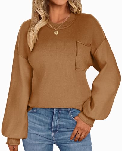 Image of Zeagoo Sweaters for Women 2025 Trendy Fall Fashion Oversized Lantern Long Sleeve Knitted Pullover Tops Outfits
