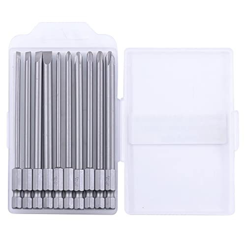 Yinixin Slotted And Cross Head - Hex Shank Screwdriver Bits Set (10Pcs 1/4 Inch With Storage Case) - Magnetic Tips - Quick Release Shank For Easy Attachment - Solid S2 Steel Alloy #TOP3