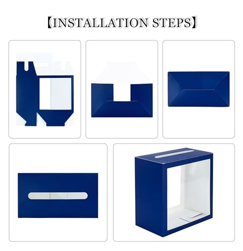 image for SietDESEO Navy Blue Card Box for Party Diy Money Card Box Gift Card Bo