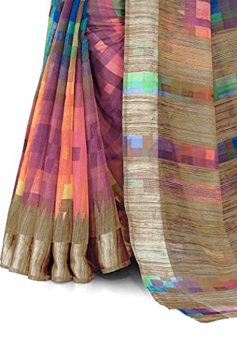 Image of MIRCHI FASHION Women's Cotton Blend Colorful Texture Blocks Printed Saree with Blouse Piece
