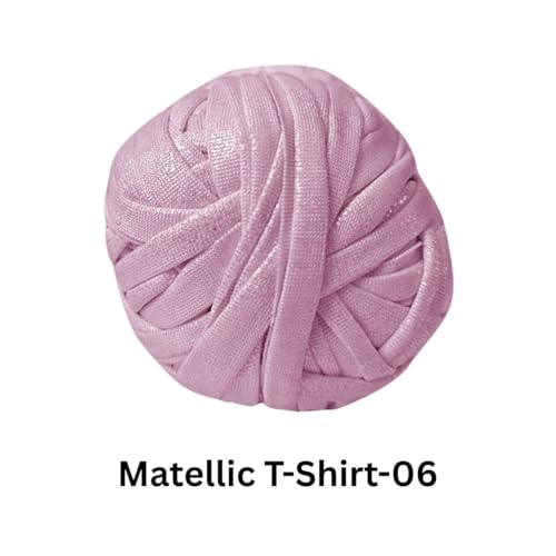 Image of VCR Shine Dusty Pink Metallic T-Shirt Yarn, 100 Grams, 100% Metallized Craft Yarn, Pack of 1 Yarn, Suitable for Handbags, Tote Bags and Sling Bags