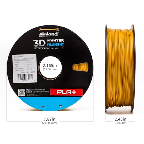 Image of INLAND Micro Center PLA+ 3D Printing Filament 1.75mm - PLA Pro Dimensional Accuracy + /- 0.03 mm - 1kg Cardboard Spool (2.2 lbs) (1 Pack Gold, 1.75mm)