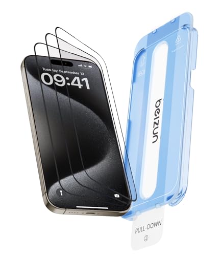 Beizun for iPhone 15 Pro Screen Protector 3-Pack: 9H Military Tempered Glass, Easy Installation, Anti-Glare Full Coverage, Anti-Fingerprint