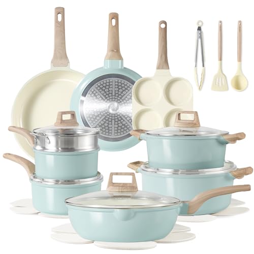 CAROTE 21-Piece Ceramic Pots and Pans Cookware Set, Non Stick...