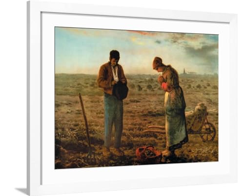ART.COM Wall Art Print The Angelus on White Frame by Jean-Fran?ois Millet, 40" x 32"