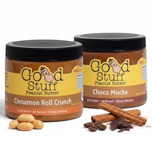 Good Stuff Peanut Butter Variety Pack, Cinnamon Roll Crunch & Choco Mocha, 2 Pack, 32oz