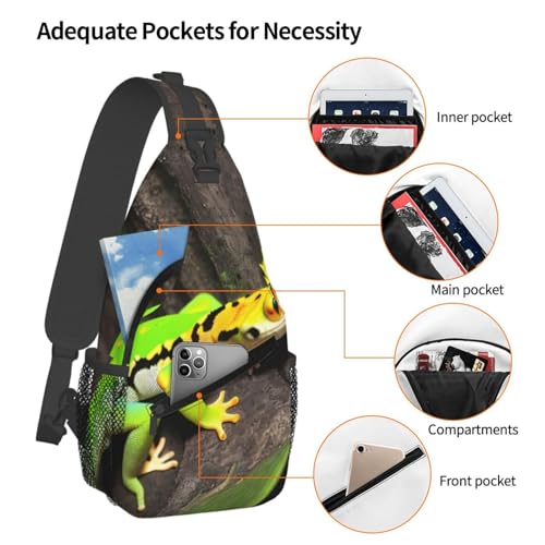 Mochila cruzada MyPiky con estampado de geckos verdes miniatura 4