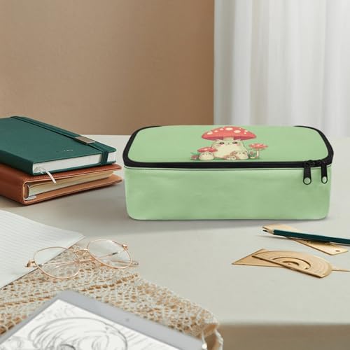 Image of Mushroom Cat Girls Large Pencil Case for Kids Cute Pencil Pouch with Pen Slot Children Pencil Box for Boys Adults Men Pencil Pouch Holder for Travelling Outdoor Hiking Camping