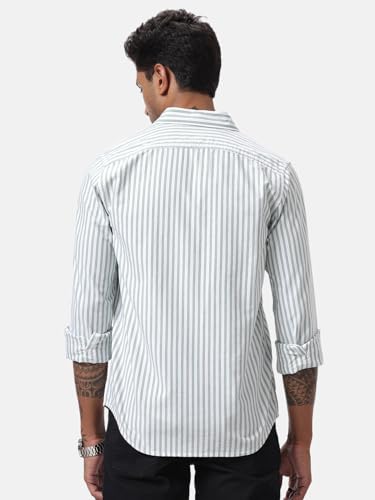 Image of WROGN Men's Cotton Shirt | Striped | Regular Fit