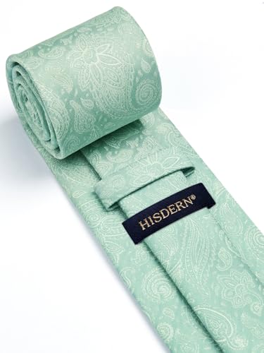 Image of HISDERN Ties for Men Paisley Tie and Pocket Square Woven Classic Floral Mens Ties Handkerchief Set Wedding Party Necktie