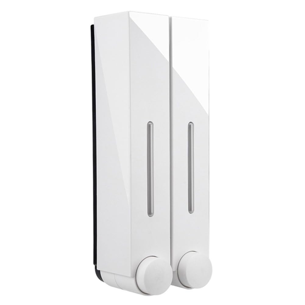 Dispenser di sapone da parete, 3 scomparti da 420 ml, supporto per gel doccia per bagno e cucina, dispenser di liquidi in plastica ABS senza trapano, bianco