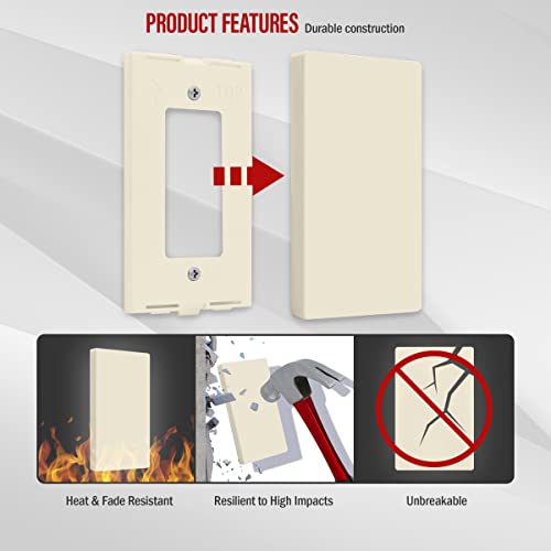 ENERLITES Screwless Blank Wall Plate, Child Safe Blank Device Outlet Cover, Standard Size, 1-Gang 4.68" x 2.93", Polycarbonate Thermoplastic, UL Listed, SI8801-LA, Glossy, Light Almond by ENERLITES - Image 5