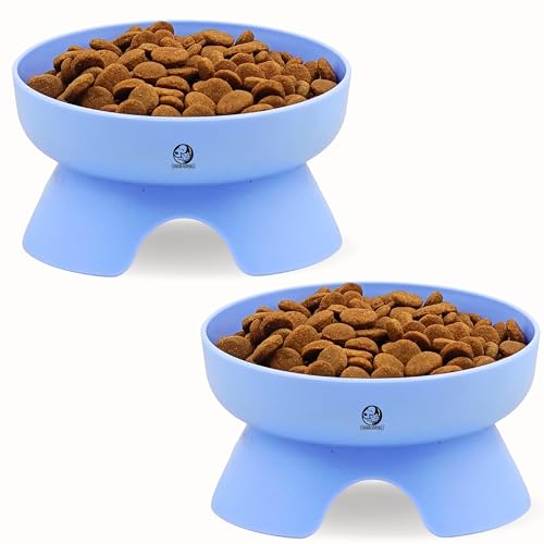 Image of Foodie Puppies Cat Food and Water Feeder - 300ml (Moonrise Bowl, Pack of 2) | Durable, Anti Vomiting, Healthy Cat Bowl for Persian Cats Prevent Tipping Over | Elevated Feeder for Cats and Small Dogs