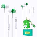 BByogooz Kids Earbuds 2 pack Dinosaur Earbuds for Kids Cute in-Ear Headphones with Keychain Storage Case Wired Earphones with Mic Microphone for School Classroom Gift for Girls Boys Teens(Dinosaur)