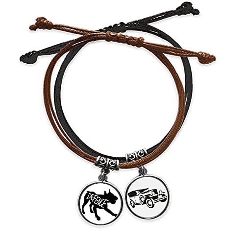Bracelet âne noir bracelet cuir minibus corde main chaîne naturel