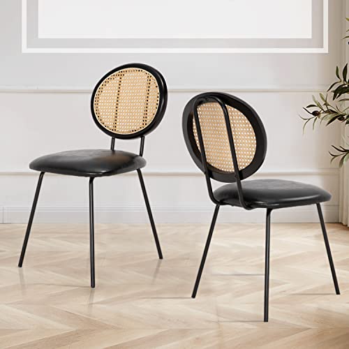 Okeysen Rattan Dining Chair,Indoor Kitchen Dining Chairs Set Of 2,Mid-Century Modern Dining Chairs With Metal Leg&Rattan Backrest,Armless Mesh Back Cane Chairs For Dining Room #TOP7