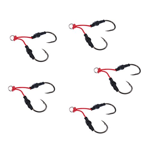 Pack of 5Pcs Saltwater Jigging Dual Assist Hook Solid Ring Deep Sea Fishing