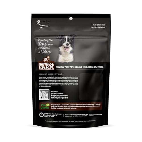 Natural Farm Power Beef Sticks Dog Chews (6”, 5-Pack), 2-in-1 Power Chews: Premium Bully Cheek Wrapped in Beef Esophagus for Double Chewing Time, Promotes Dental Health, Great for Medium Dogs