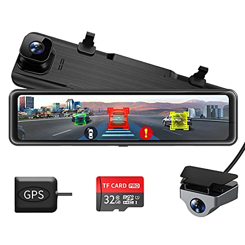 Changer ドライブレコーダー ミラー型 BSD死角検出+ADAS安全支援システム 2.5K前後カメラ 12インチ大画面 170°超広角視野 WDR効果 Sonyセンサー GPS搭載 タッチパネル 右ハンドル仕様 前170°後170° 夜間撮影 24時間駐車監視 ループ録画 衝撃録画 防水リアカメラ 電波干渉無し 温度対策 日本語システム 日本語取説付 32GBメモリカード付き