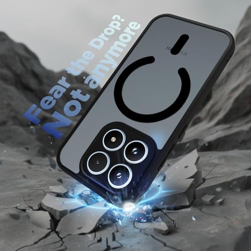 Image of RIGGEAR Shockproof Sleek Hybrid Armor Magnetic Back Cover Case Compatible with MagSafe Accessories for Xiaomi 17 (Smoke Black Matte PC + Black TPU Bumper)