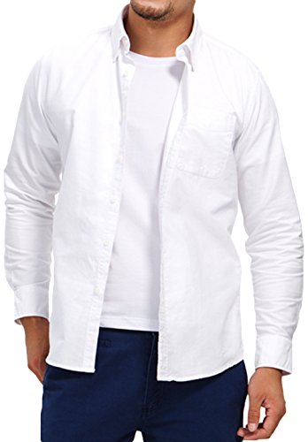 Seeksmile Men's Classic Casual Fit Long Sleeve Cotton Oxford Shirt