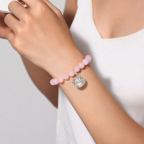 INFUSEU Anxiety Bracelets for Women Girls Aromatherapy Protection Jewelry - Paperclip Chain Bracelet, Healing Crystal Bead Stretch Bracelet - Image 5