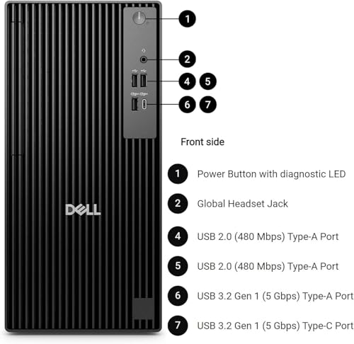 Image of Dell Desktop Tower, Intel Core i7-12700K(12 Cores, 20 Threads) Processor, 16GB DDR5 RAM, 1TB PCIe SSD, Dual 4K Monitor Support (HDMI & DP), Wi-Fi, Bluetooth, USB-C, Windows 11 Pro, Wired KB & Mouse