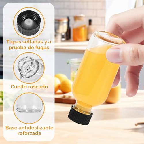 Miniatura 3 de Yokuni 12 X Mini Botellas De Cristal 60ml, Botellitas Pequeñas Para Rellenar Embudos, Etiquetas Y Bolígrafo, Shots Botellitas Set Para Mermeladas Caseras, Especias, Favores De Boda Y Fiestas