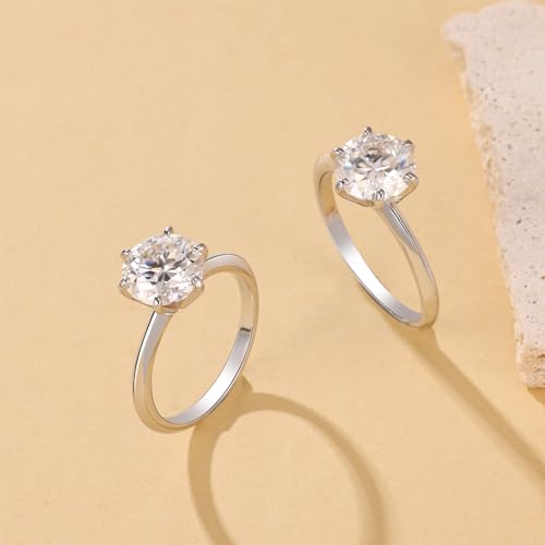 1-3ct Large Moissanite Diamond Ring for Women D Color VVS1 Clarity Round Cut Solitaire Lab Created S925 Sterling Silver Plated with Platinum2