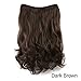 Thick Loose Wavy V-Shape Hairpiece Clip in 3/4 Half Wig Full Head Hair Extension Dark Brown