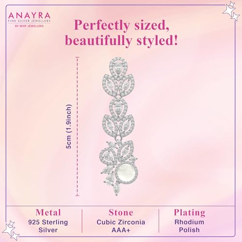 Image of 925 Sterling Silver Long Earrings for Women | Elegant Drop Dangler Earrings | Hypoallergenic Rhodium Plated Anti-Tarnish Lightweight Silver Jewellery | Daily Wear | Gift for Wife, Girlfriend, Mother, Sister | Birthday, Anniversary, Rakhi
