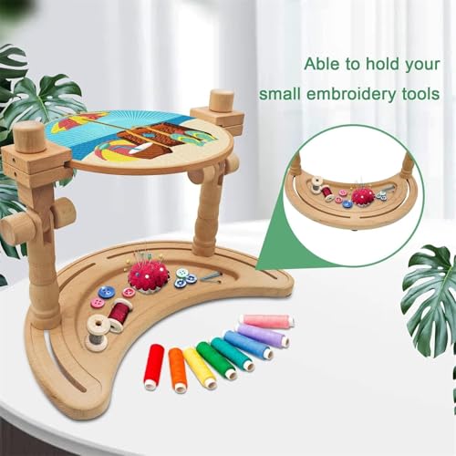 Soporte de aro de bordado de madera natural para arte de costura 5
