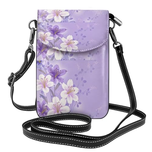 Porte-téléphone en cuir PU fleurs violettes avec finitions de haute qualité