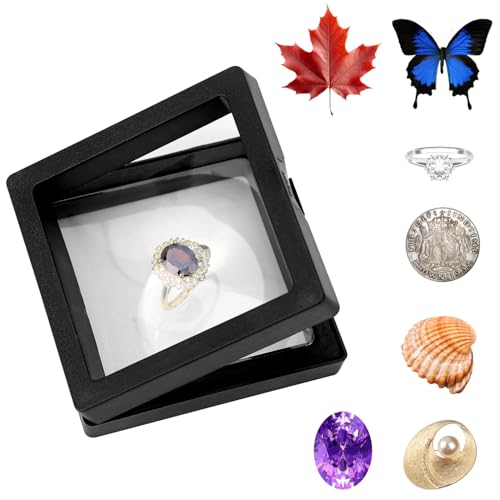 QWORK® Lot de 12 Cadres d'affichage flottants 3D 7 x 7 cm avec Base, boîte de Rangement Transparente pour Bijoux en Film TPU – vue 6