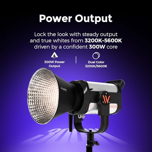 Image of Welborn VL-300B LED COB Light with App Control 18CM Reflector 300W - 3200K-5600K Adjustable Color Temperature, AC Powered, Ideal for Photography & Video Shooting (300B)