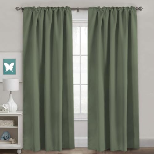Image of H.VERSAILTEX Blackout Curtains Thermal Insulated Window Treatment Panels Room Darkening Blackout Drapes for Living Room Back Tab /Rod Pocket Bedroom Draperies (2 Panels, Bronze Green, 52 x 96 Inch)