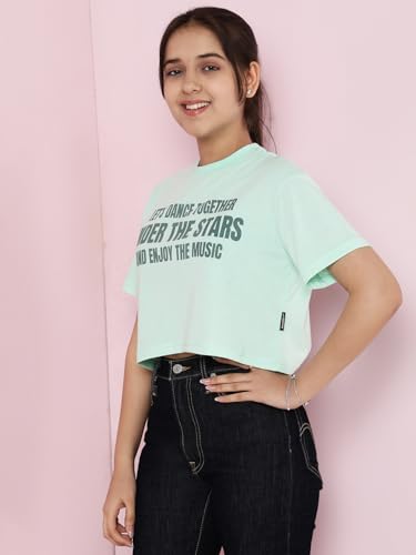 Image of Li'l Tomatoes Girls Crop T-Shirt | 100% Cotton | Graphic Printed Summer Top | Soft & Breathable Casual Wear | 7-16 Years