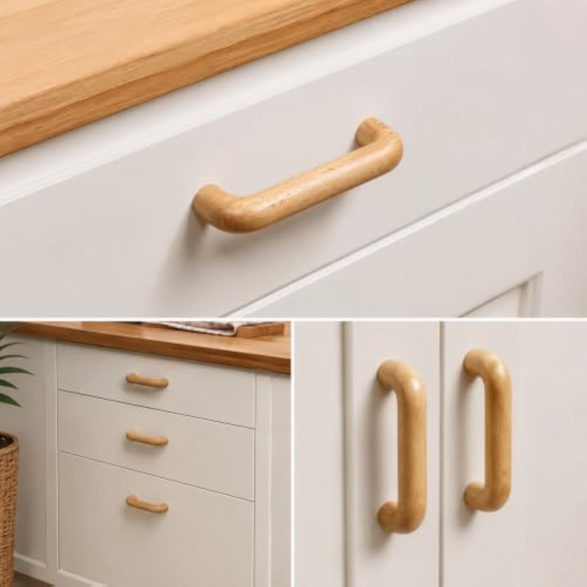 Wooden Drawer Handles, 5PCS Unfinished Beechwood Knobs