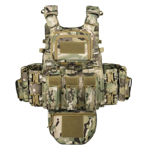 YAKEDA Tactical Training Vest with PALS System - Multi-Pocket Adjustable Straps Quick-Release Buckle for Hunting (US, Alpha, One Size, Regular, Regular, CP)
