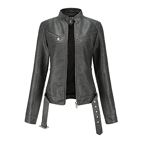 Damen-Kunslederjacke-Sweatjacke-Damen-Jacke-Retro-Biker-Jacke-ReissVerschluss-Mantel-Slim-Mit-Taschen-Highwayjacke-Elegant-Herbst-Langarm-Damen-Mit-Abnehmbarer-Softshell-Jacke