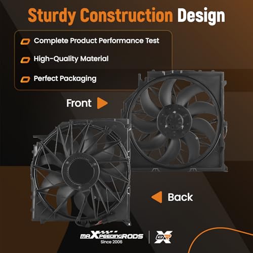 Image of maXpeedingrods Radiator Cooling Fan Assembly 600W for BMW X3 2004-2010, 2.5L 3.0L Replace# 17113442089 17113415181