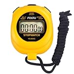 FCXJTU Simple Stopwatch Timer, Single Lap Stopwatch Countdown Timer, No Hourly Beep, On/Off, AAA Battery(Included), Large Display, Easy to Use, Ideal for Kids Coaches Yellow