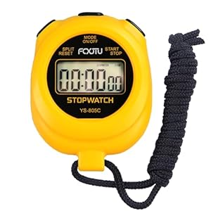 FCXJTU Simple Stopwatch Timer, Single Lap Stopwatch Countdown Timer, No Hourly Beep, On/Off, AAA Battery(Included), Large Display, Easy to Use, Ideal for Kids Coaches Yellow