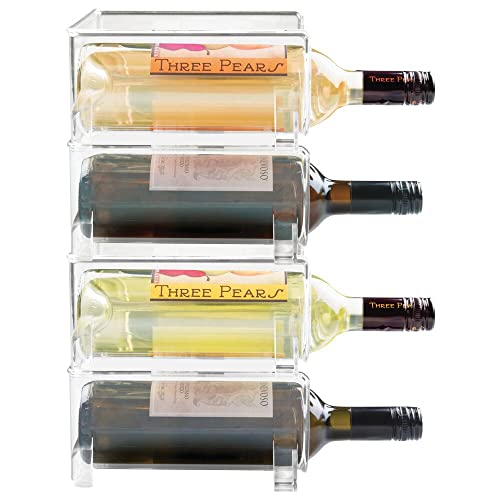 Mdesign Plastic Free-Standing Wine Set Rack Storage Organizer For Kitchen Countertops, Pantry Cabinet, Fridge Organization - Holds Water Bottle And Alcohol Bottles - 4 Pack - Clear #TOP7