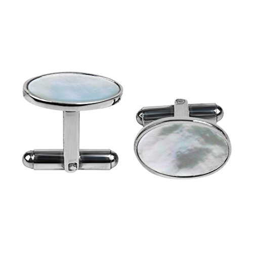 Andux Zone Boutons de manchette en titane brossé à finition brossée CSXK-02 (Coquille ovale)