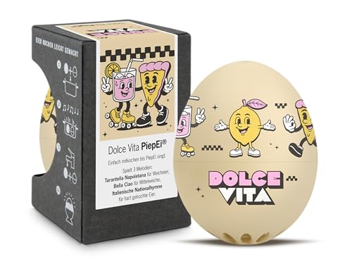 Dolce Vita PiepEi - Singende Eieruhr zum Mitkochen - Eierkocher für 3 Härtegrade - Für Italien Liebhaber - Lustiges Kochei - Musik Eggtimer - Brainstream